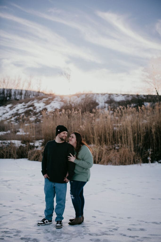 Soft light portrait during Montana wedding day