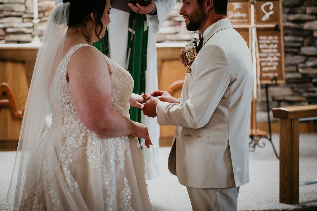 Intimate vow moment during Billings wedding ceremony