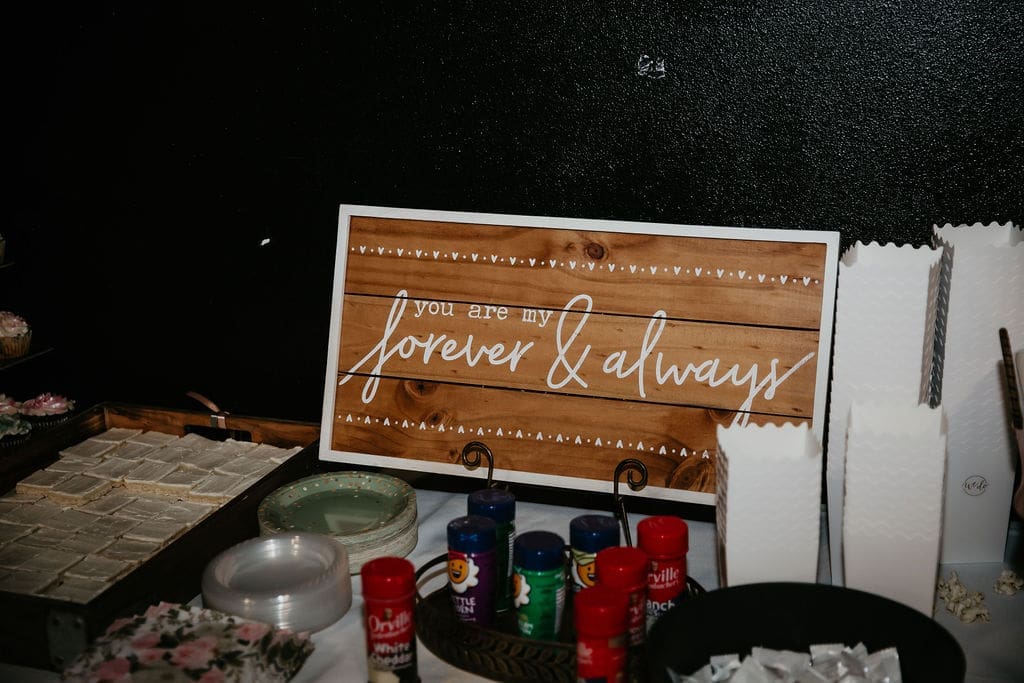 Photo display honoring loved ones at Billings wedding venue