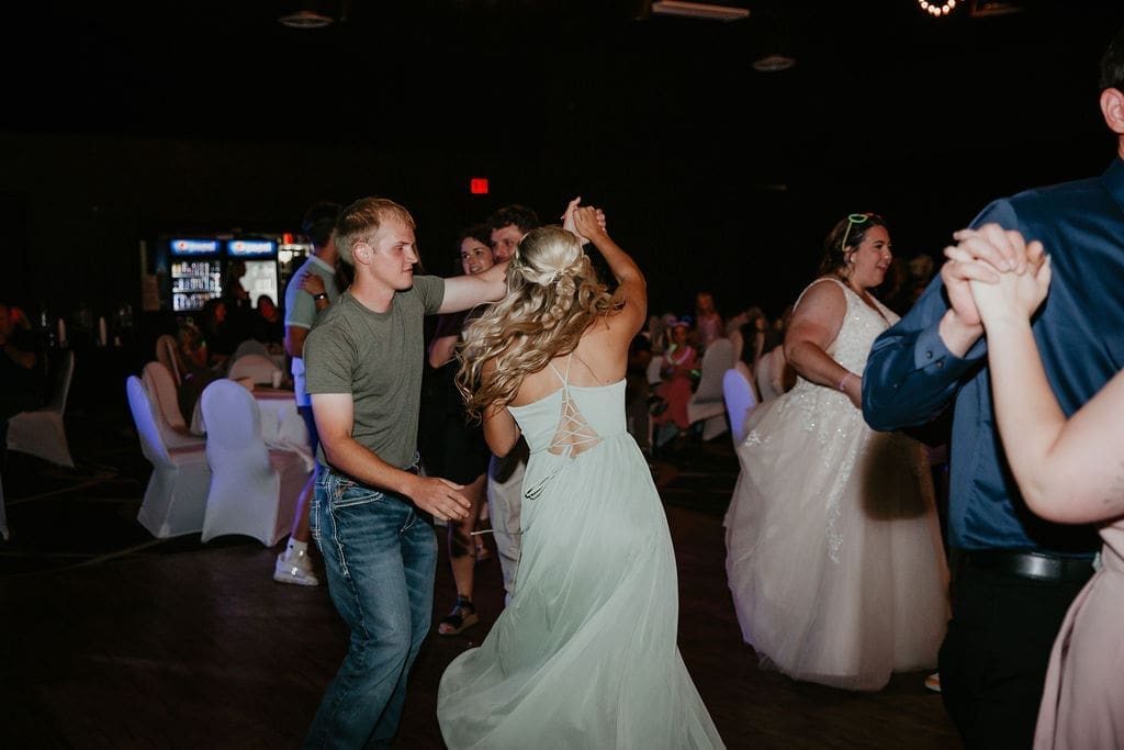 Guests dancing during joyful wedding reception in Billings