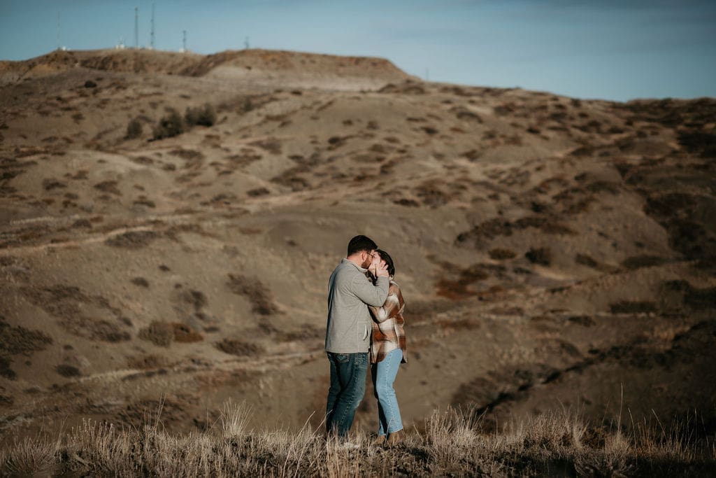 Authentic couple portrait taken by Miles City Montana engagement photographer.