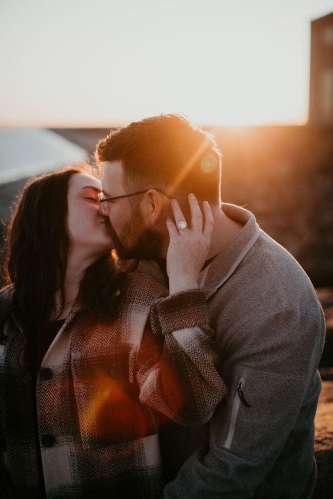 Warm, emotional engagement session highlighting Montana’s wide-open beauty.