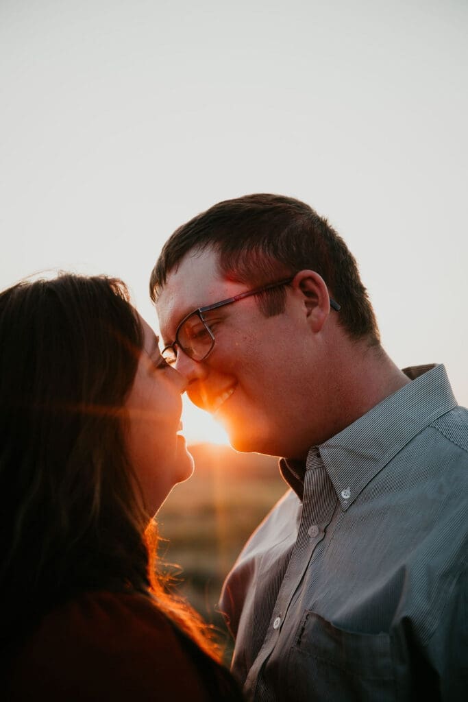 Sunset engagement photos at Fort Peck by engagement photographer Glasgow